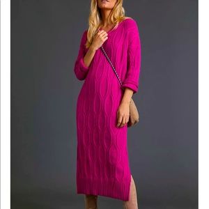 Anthropologie Pink Midi Sweater Dress